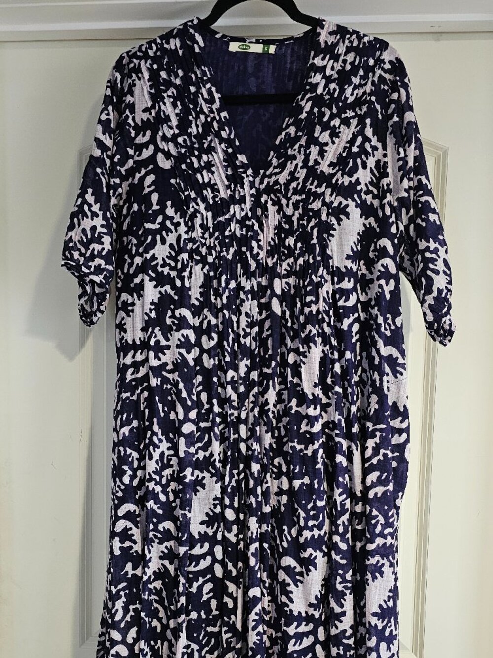 Dolma Skye Indigo Cotton Maxi Dress Boho Pockets [S]